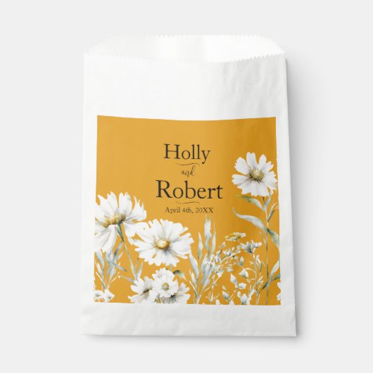Sachets En Papier Saffron Yellow, Daisy Floral Wedding (Devant)