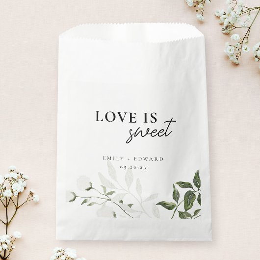 Sachets En Papier Sage Green et blanc Floral L'amour est doux