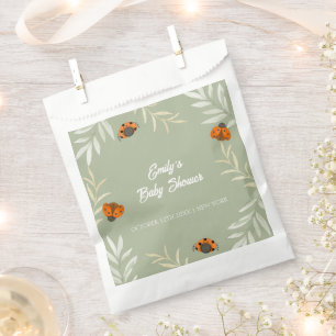 Sachets En Papier Sage Green Fall Ladybug Baby shower de verdure