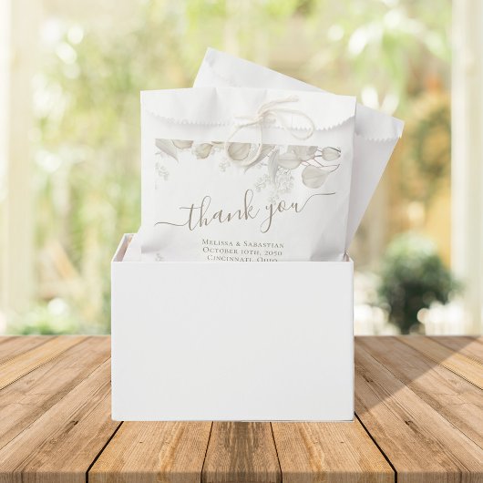 Sachets En Papier Sage Green Feuilles mariage Faveur traitement