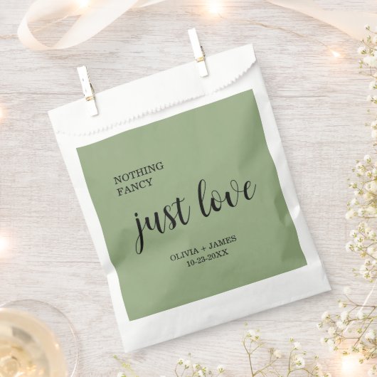 Sachets En Papier Sage Green Nothing Fancy Just Love Wedding (Coupé)