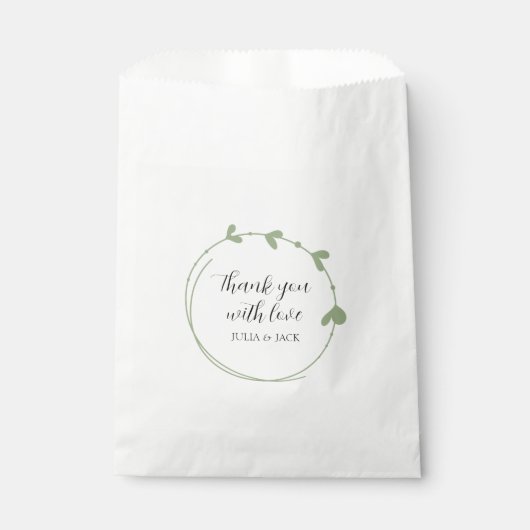 Sachets En Papier Sage Green Simple Heart Mariage de couronne (Devant)