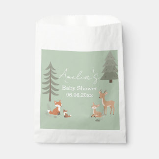 Sachets En Papier Sage Green Woodland Animal Baby Shower 
