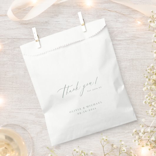 Sachets En Papier Sage moderne merci script mariage sac de faveur (Coupé)