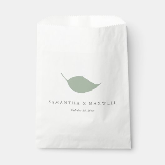 Sachets En Papier Sage simple Feuille verte Mariage Faveur Sac (Devant)