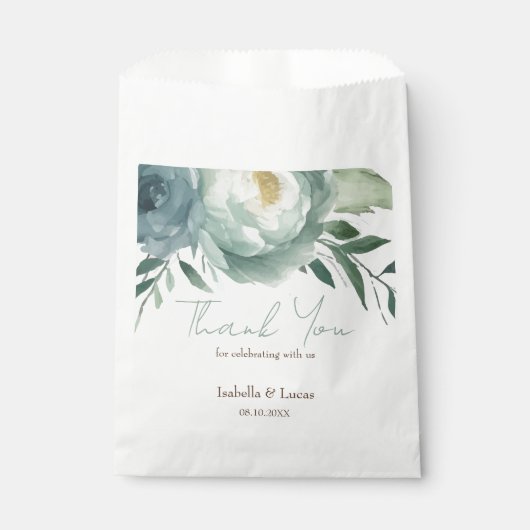 Sachets En Papier Sage Vert Floral Mariage Faveur Sac (Devant)