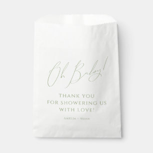 Sachets En Papier Sage Whimsical Vert Oh Baby shower Merci