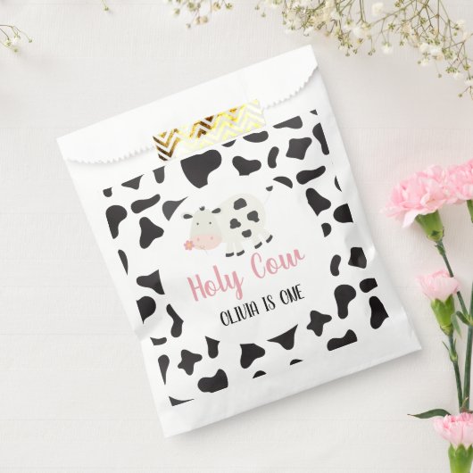 Sachets En Papier Saint vache rose pâle vache Imprimer Anniversaire (Scellé)