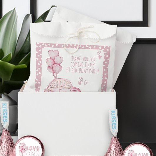 Sachets En Papier Saint Valentin 1er Anniversaire Pink Balloon and C