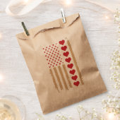 Sachets En Papier Saint Valentin Coeurs du drapeau américain (Coupé)