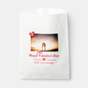 Sachets En Papier Saint-Valentin nœud rouge ajoutez photo nom cœur a