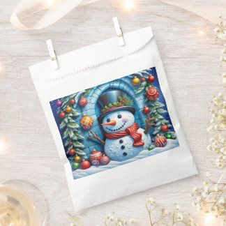 Sachets En Papier Schneemann mit Weihnachtsdeko -