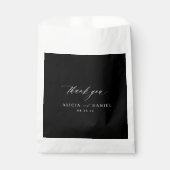 Sachets En Papier Script de calligraphie chic merci mariage noir (Devant)