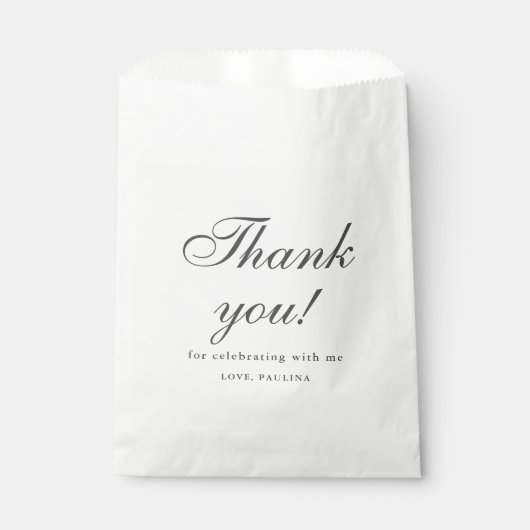 Sachets En Papier Script de Merci blanc gris simple (Devant)
