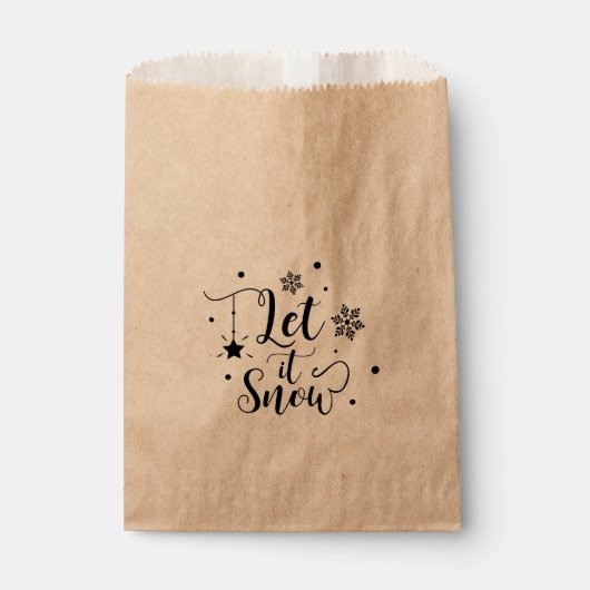 Sachets En Papier Script LET IT SNOW Faveur de Noël d'hiver (Devant)