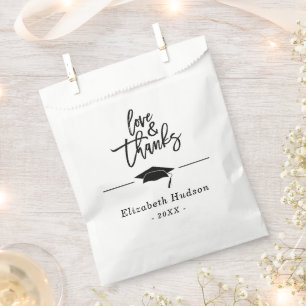 Sachets En Papier Script Love & Thanks Graduation Casquette Favorise