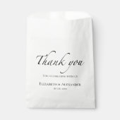 Sachets En Papier Script Merci | Mariage noir et blanc (Devant)