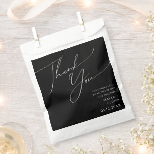 Sachets En Papier Script minimaliste Whimsical Merci noir