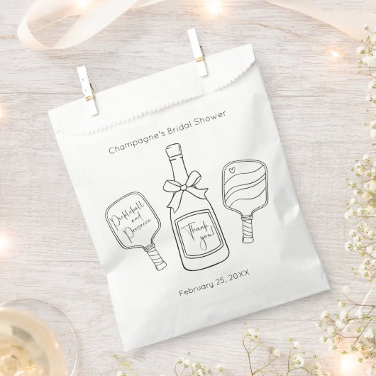 Sachets En Papier Script moderne Pickleball & Prosecco Fête des mari (Coupé)