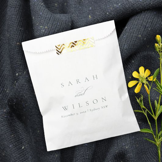 Sachets En Papier Script simple et élégant Mariage noir et blanc