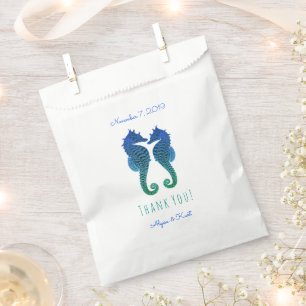 Sachets En Papier Seahorses Blue Green Beach Mariage Favoriser