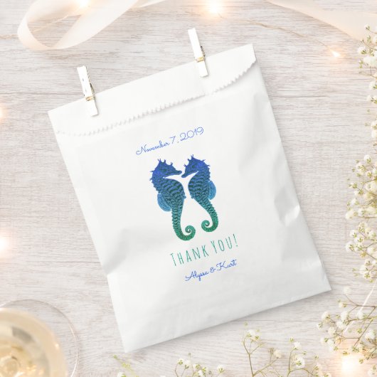 Sachets En Papier Seahorses Blue Green Beach Mariage Favoriser (Coupé)
