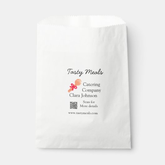 Sachets En Papier services de restauration ajouter nom code QR site (Devant)