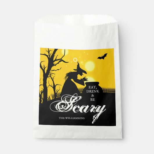 Sachets En Papier Silhouette de sorcière pieuse Halloween (Devant)