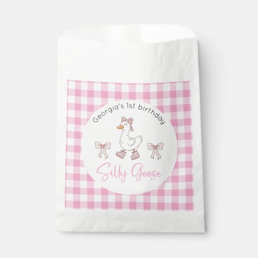 Sachets En Papier Silly Goose rose Anniversaire Favoriser Sac (Devant)