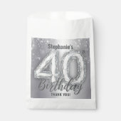 Sachets En Papier Silver Diamond Sparkle 40th Birthday Thank You (Devant)