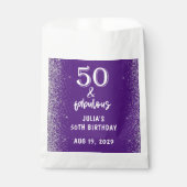 Sachets En Papier Silver Glitter Purple 50th Birthday Party (Devant)