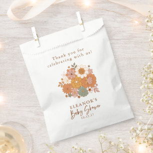 Sachets En Papier Simple Boho Retro Baby shower Floral Nom personnal