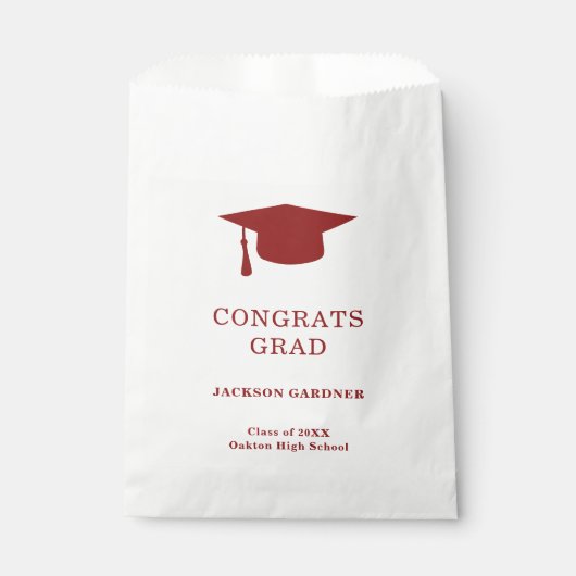 Sachets En Papier Simple Burgundy Mortar Board Modernité Graduation (Devant)