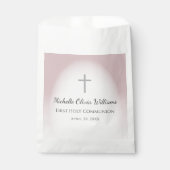 Sachets En Papier Simple Croix Élégante Rose Gold Première Communion (Devant)