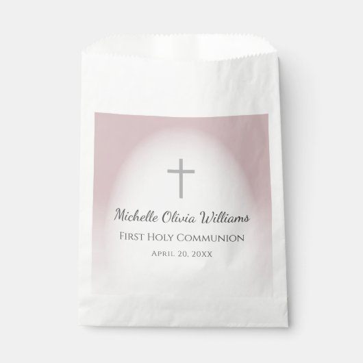 Sachets En Papier Simple Croix Élégante Rose Gold Première Communion (Devant)
