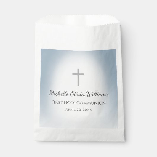Sachets En Papier Simple Cross Boys Première communion Dusty Blue (Devant)