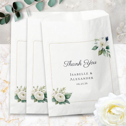 Sachets En Papier Simple Elegant Floral Personalized Wedding