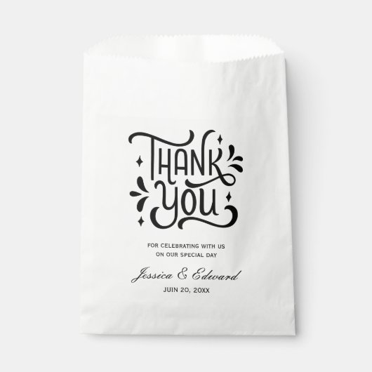 Sachets En Papier Simple élégant noir blanc moderne Script minimal (Devant)