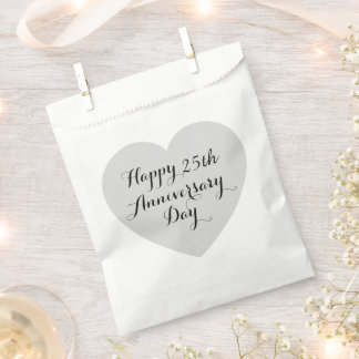 Sachets En Papier Simple Happy 25th Anniversary Silver Heart Elegant