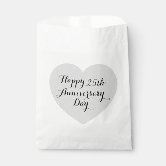Sachets En Papier Simple Happy 25th Anniversary Silver Heart Elegant (Devant)