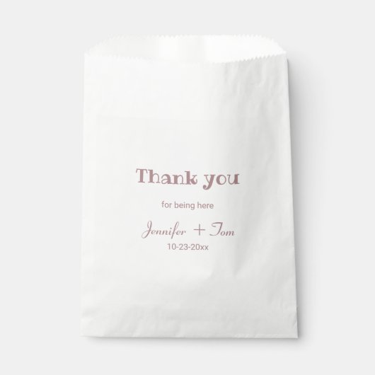 Sachets En Papier simple mariage minimal merci pour le sac (Devant)