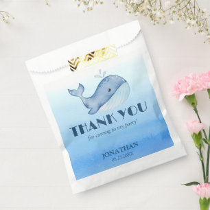 Sachets En Papier Simple mignonne baleine Bleu Océan Merci d'anniver