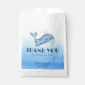 Sachets En Papier Simple mignonne baleine Bleu Océan Merci d'anniver (Devant)
