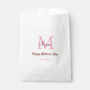 Sachets En Papier simple minimum de jour mère monogramme nom rose te