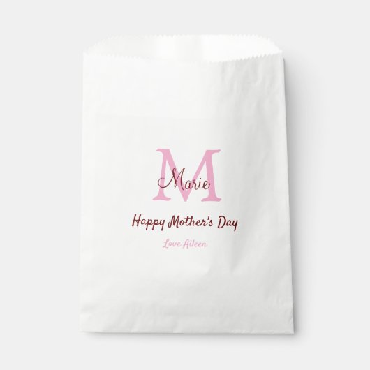 Sachets En Papier simple minimum de jour mère monogramme nom rose te (Devant)