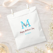 Sachets En Papier simple minimum jour mère bleu monogramme rose nom (Coupé)