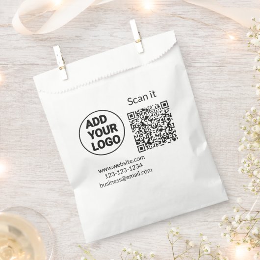 Sachets En Papier Simple minimum q r code ajouter logo code d'analys (Coupé)
