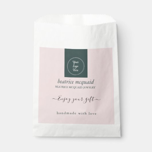 Sachets En Papier Simple moderne Blush rose Votre Sac Cadeau Logo (Devant)