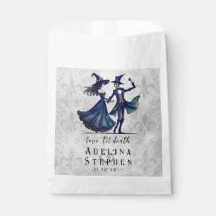 Sachets En Papier Simple Monogram Skeleton Halloween QR Code Mariage