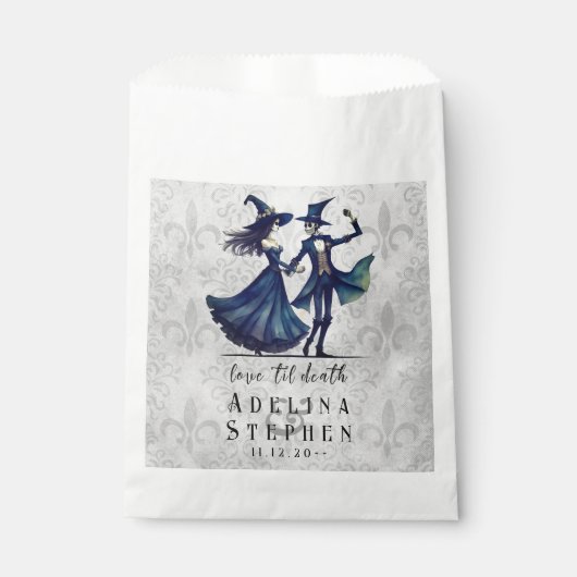 Sachets En Papier Simple Monogram Skeleton Halloween QR Code Mariage (Devant)